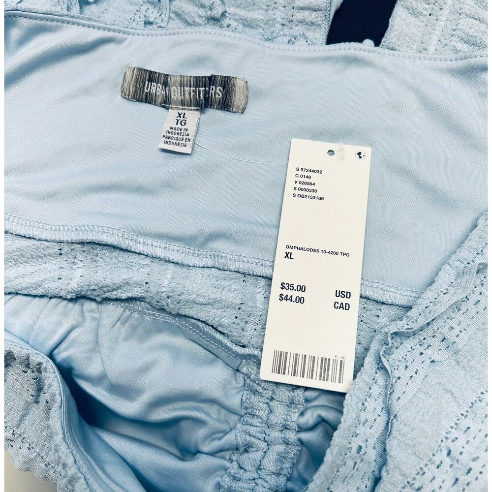 Light Blue Strapless Ruffle Hem Top - Picture 5 of 9